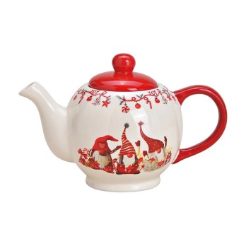 TEIERA GNOMI NATALE CERAMICA BIANCA 1L